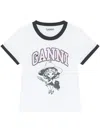 Ganni White T-shirt With Lettering Logo And Front And Back Print In Cotton Woman In White