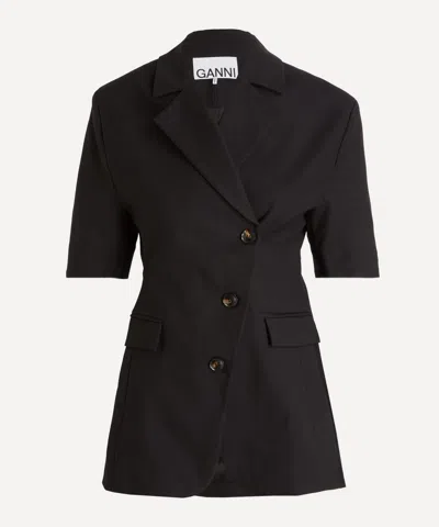 Ganni Women's Tailored Cotton Blazer In Black