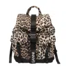 Ganni Leopard Printed Drawstring Backpack In Multi