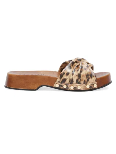 Ganni Twisted-detail Leopard-print Sandals In Animal Print