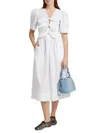 Ganni Women's Tie-front Cotton Midi-dress In White