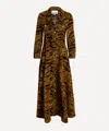 Ganni Animal Print Dress Chest Pockets In Brown