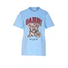 Ganni Cotton Jersey T-shirt With Tiger Print In Multi