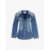 Ganni Blue Sparkle Denim Blazer In Tint Wash