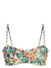 Ganni Recycled Printed Ruffle Bandeau Bikini Top In Multicolour