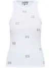 Ganni Tank Top With Micro Rhinest In White