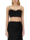 Ganni Bow-detailed Crepe Bra Top In Black
