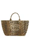 Ganni Women Tote Bag With Animal Pattern In Burgundy