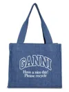 Ganni Women's Tote Bag With Logo In Denim