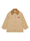 Ganni Corduroy-collar Utility Jacket In Brown