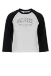 Ganni Baseball Graphic Raglan Crew Neck T-shirt In White