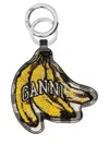 Ganni Women Velvet Banana Keychain In Yellow