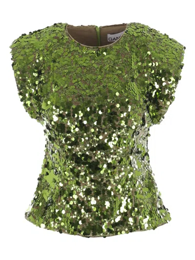 Ganni Women Velvet Sequined Top
