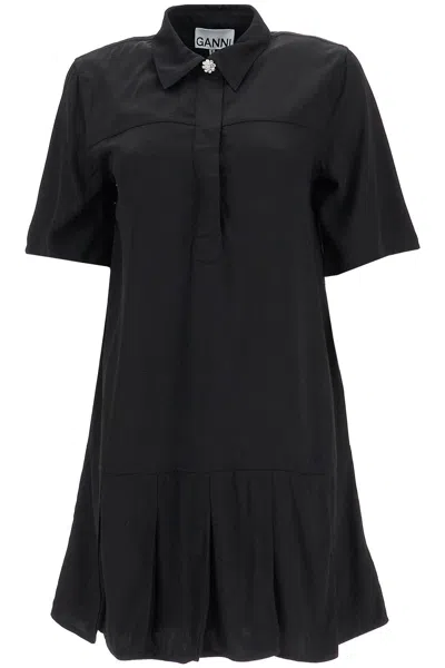 Ganni 'viscose Mini Dress With In Black
