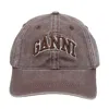 Ganni Washed Organic Cotton Canvas Baseball Cap In Brown
