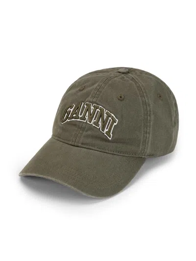 Ganni Green Logo Canvas Baseball Cap