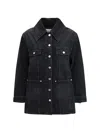 Ganni Women Washed Denim Jacket In Black