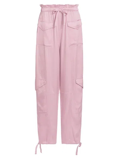 Ganni Women's Washed Satin Paperbag Cargo Pants In Bleached Mauve