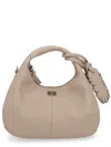 Ganni White Top Handle Bag In Brown