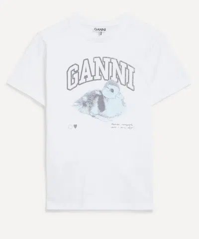 GANNI GANNI WOMEN'S WHITE BASIC JERSEY DUCKIE RELAXED T-SHIRT