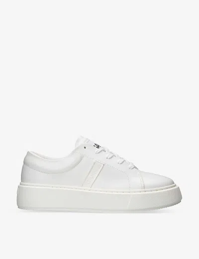 Ganni Womens White Sporty Mix Logo-embossed Faux-leather Low-top Trainers