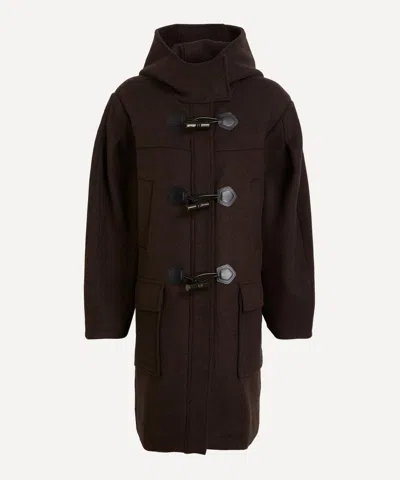 Ganni Womens Demitasse Hooded Wool-blend Duffle Pea Coat In Multi
