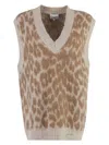 Ganni Leopard Jacquard Oversized Vest In Animalier