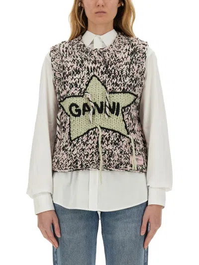 Ganni Women Wool Vest In Multi