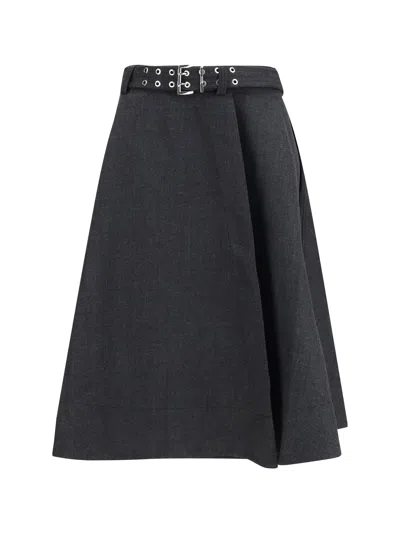 Ganni Women Wool Wrap Skirt In Gray