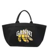 Ganni Women Xxl Banana Print Logo Shopper Bag
