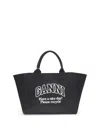Ganni Women Xxl Canvas Tote Bag In Black