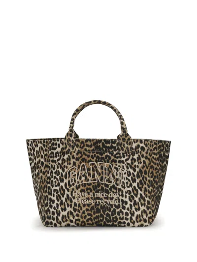 Ganni Women Xxl Leopard Tote Bag In Multi