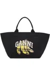 Ganni Banana Print Xxl Tote Bag In Black