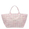 Ganni Women Xxl Vichy Logo Shopper Bag