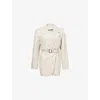 Ganni Womens Angora Tailoring Belted Cotton And Linen Blazer In Angora