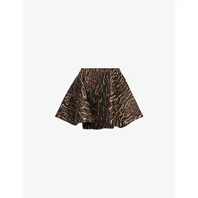 Ganni Womens Antique Bronze Textured-pattern Circle Jacquard Mini Skirt In Brown