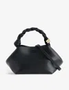 Ganni Womens Black Bou Small Recycled-leather Top-handle Bag In Black