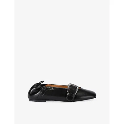 GANNI WOMENS GANNI BUTTERFLY FAUX-LEATHER MARY JANE FLATS