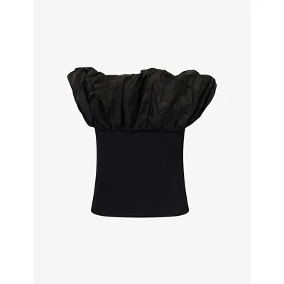 GANNI WOMENS GANNI DRAPED BANDEAU WOVEN TOP