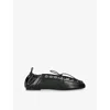 Ganni Black Lace-up Ballerinas With Metal Eyelets And Elasticized Ankle In Eco-leather Woman In Black