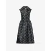Ganni Womens Floral Jacquard Sleeveless Woven Midi Dress Black In Black