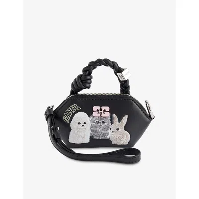 GANNI WOMENS BLACK NANO ANIMALS LEATHER CHARM