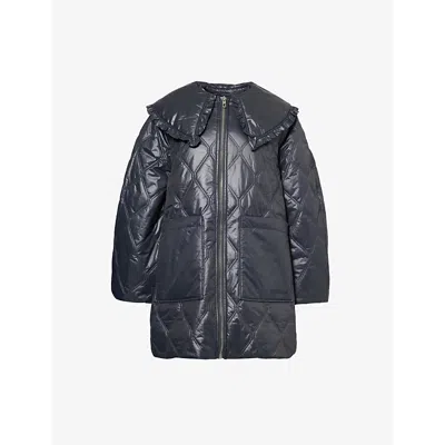 GANNI WOMENS BLACK SAND SHINY QUILTED RECYCLED-NYLON JACKET
