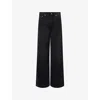 Ganni Womens Black Washed Baggy Wide-leg Denim-blend Jeans In Black