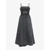 Ganni Women Stretch Future Denim Dress In Black Washed