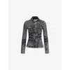 Ganni Womens Washed Flared Stretch-denim Blend Jacket Black Washed In Black