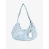 Ganni Womens Celestial Blue Bleached Medium Hobo Cotton Shoulder Bag