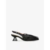 Ganni Womens Black Bow-embellished Recycled-polyester Kitten-heel Pumps Eur 38/5 Uk In Black
