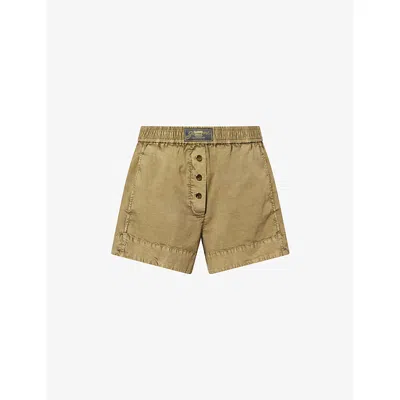Ganni Womens Boa Brand-patch High-rise Stretch-cotton Shorts In Multi