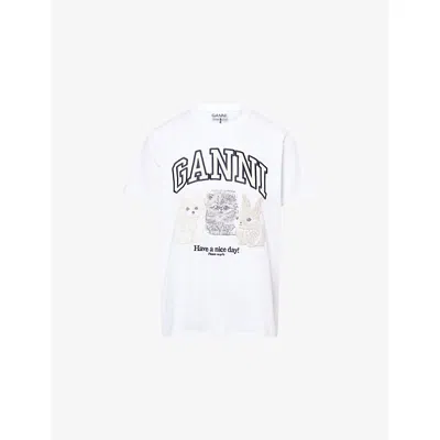 Ganni White Cotton T-shirt
